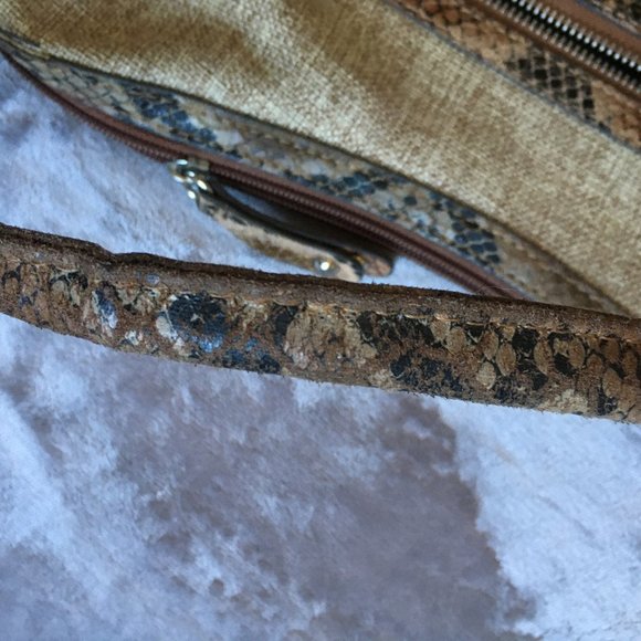 London Fog tan beige tweed-like linen shoulder bag - perfect for spring! - Picture 13 of 14